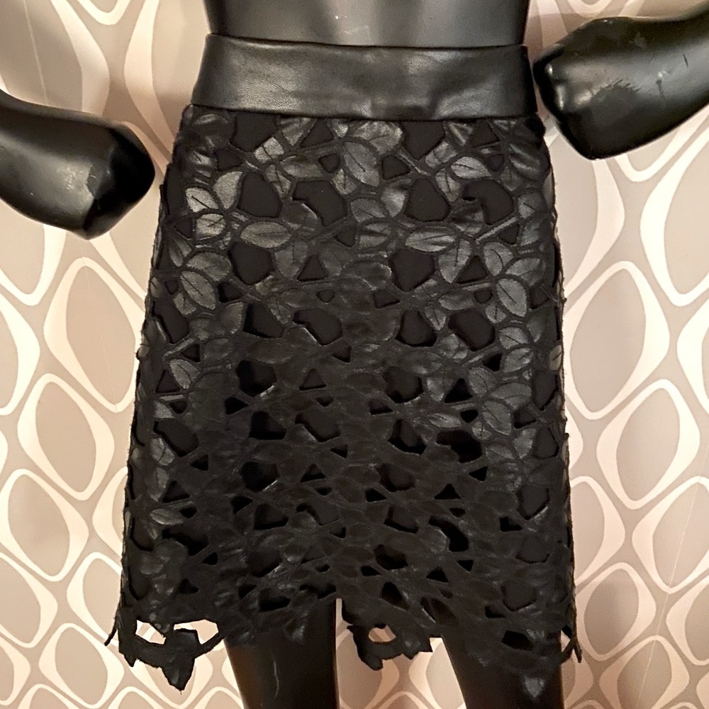 Sam Edelman “Emma” floral vegan leather skirt
